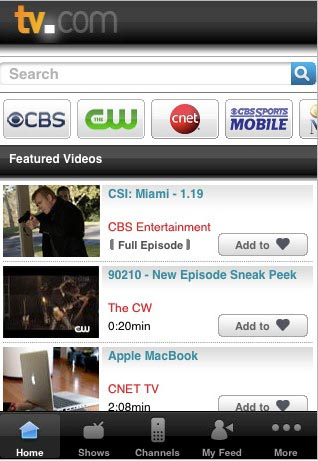 Illustration for article titled TV.com iPhone App Streams Free Full-Length CBS and Showtime Shows